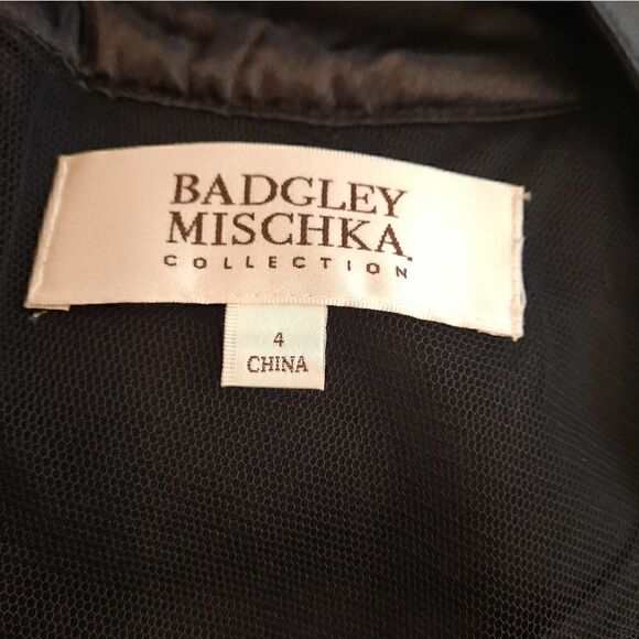 Badgley Mischka Collection Ruffle Neck Dress Sleeveless Black - Picture 13 of 15